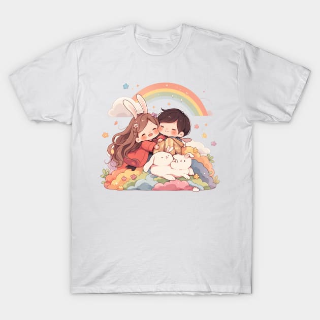 girl and boy T-Shirt by Pinnancy